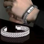 Stainless Steel Braided Double Row Front and Rear Fish Scale Alloy Magnetic Buckle Bracelet with Keel Jewelry Gifts Wholesale