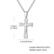 Vintage Religious Jesus Cross Pendant Necklace, Stainless Steel Chain Necklace for Men Church Prayer Faith Jewelry