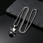 Lucky 8 Ball Pendant Necklace — Black Stainless Steel