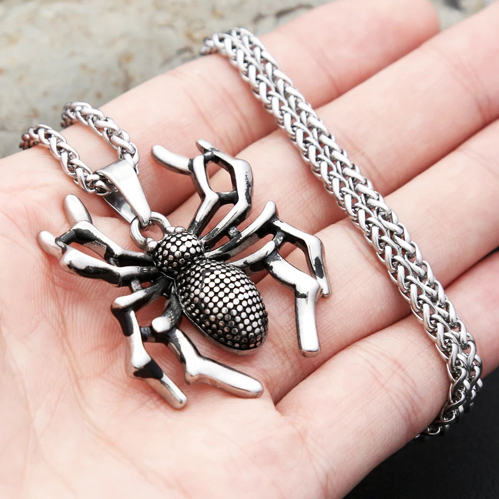 Spider Pendant Necklace — Stainless Steel