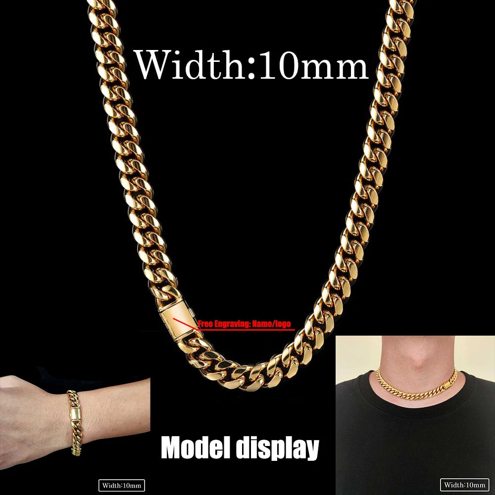 Black Cuban Chain Stainless Steel 8/10/12/14MM