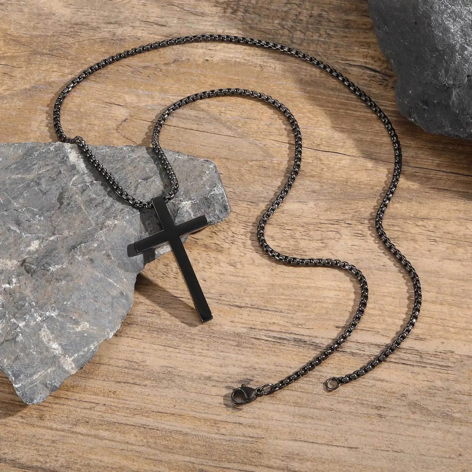 Two-Tone Cross Pendant Necklace — Stainless Steel