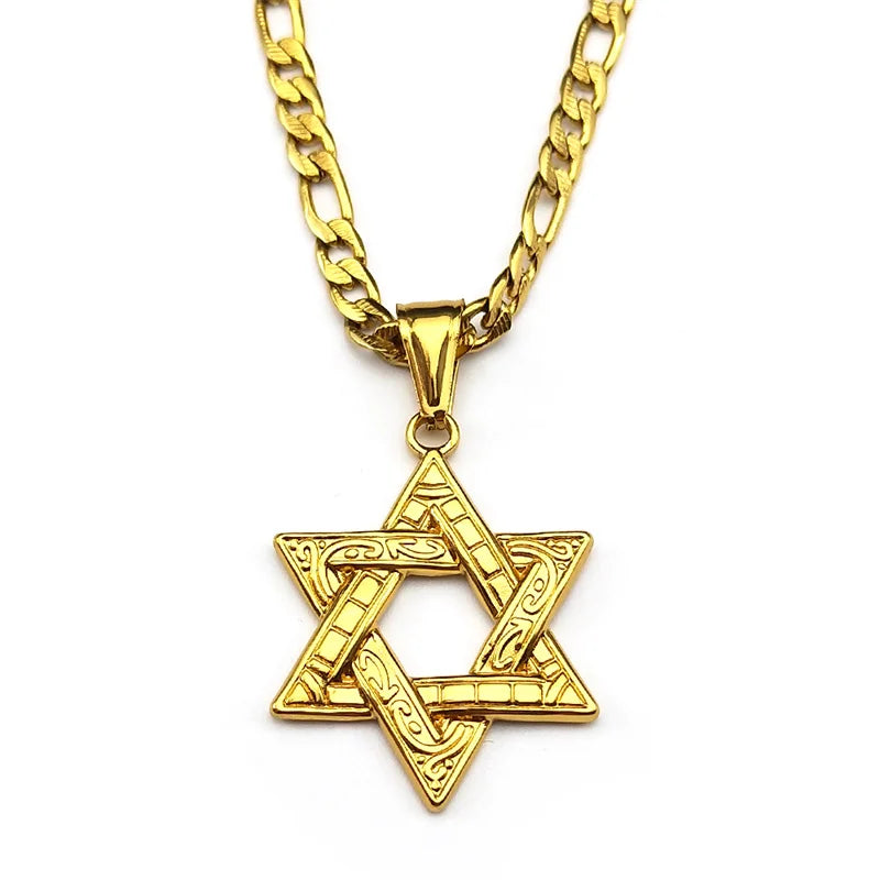 Star of David Pendant Necklace — Steel