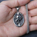 Silver Skull Pendant Necklace Box Chain Stainless