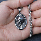 Silver Skull Pendant Necklace Box Chain Stainless