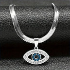 1pc Eye Pendant Necklace Stainless Steel Blue Enamel and Embellishment Suitable for Men and Women's General Couple