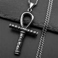 Eye of Ra Ankh Cross Silver Pendant Necklace