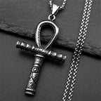 Eye of Ra Ankh Cross Silver Pendant Necklace