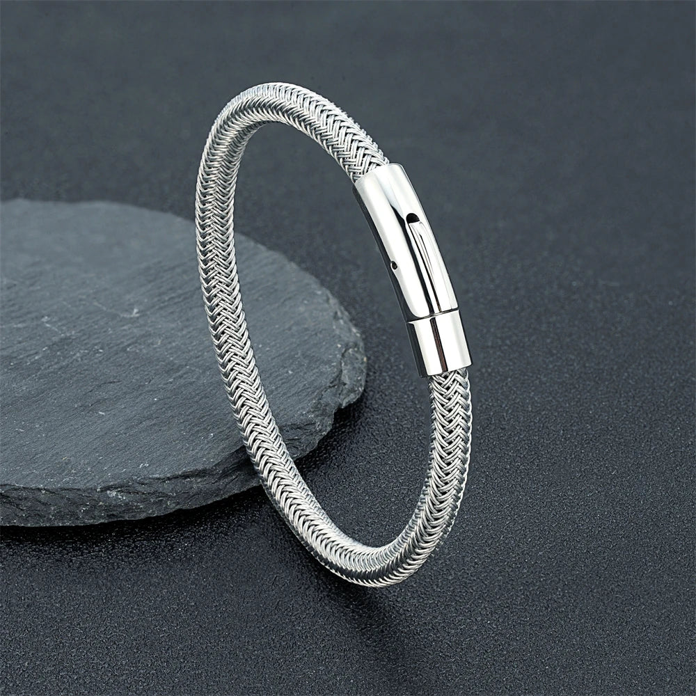 Simple Waterproof 6mm Wire Rope Bracelet For Men Women Stainless Steel Never Fade Handmade Bangles Male Charm Jewelry DIY Gifts