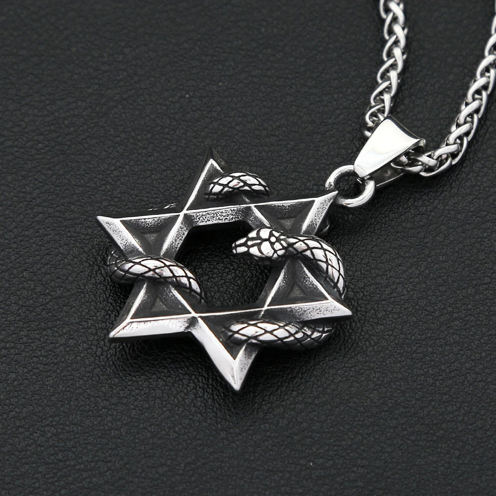 Star Snake Steel Pendant Punk Vintage David Hexagram