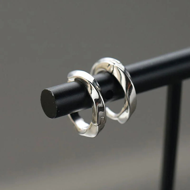 12MM Hoops Earrings For Men Jewelry Personality Silver Earrings Male Party Accessories