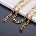 1 piece 8-40 Inches Gold Color Figaro Chain Necklace 3-7.5MM Stainless Steel Figaro Link Chain for Men Women