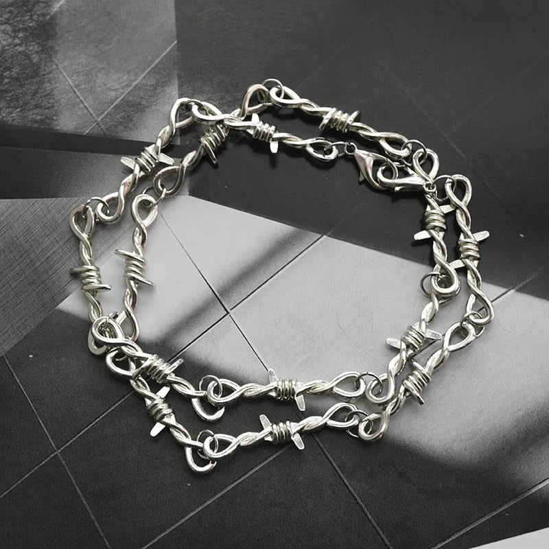 Gothic Barbed Wire Thorn Choker Necklace — Zinc Alloy