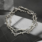 Gothic Barbed Wire Thorn Choker Necklace — Zinc Alloy