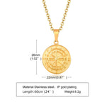 Vintage Compass Coin Pendant Necklace — Stainless Steel