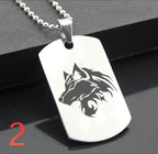 Wolf Dog Tag Pendant Necklace — Stainless Steel