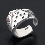 Buyee Silver Unique Ring Finger Excellent Poker Open Ring for Woman Man Fashion Punk Fine Jewelry Circle with Box