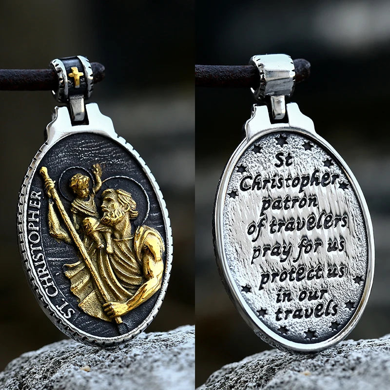St Christopher Men's Patron Saint Of Time Travelers Archangel Michael dragon slayer st george Pendant Chain Necklace