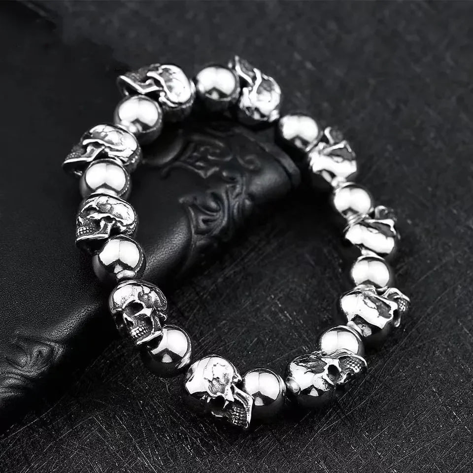 Full Skull Bracelet Adjustable Size Gothic Men's Motorcycle Riding Bracelet Hip Hop Punk Rock Jewelry