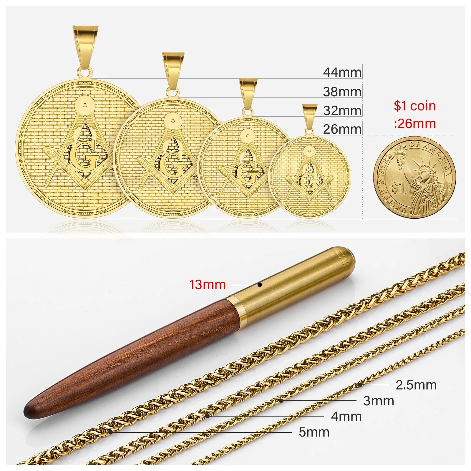 Stainless Steel Masonic Necklace Engraveable Name Pendant Personalized Pendant for men women party jewelry accessories