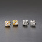 Iced Out Zircon Stud Earrings Stainless Steel CZ