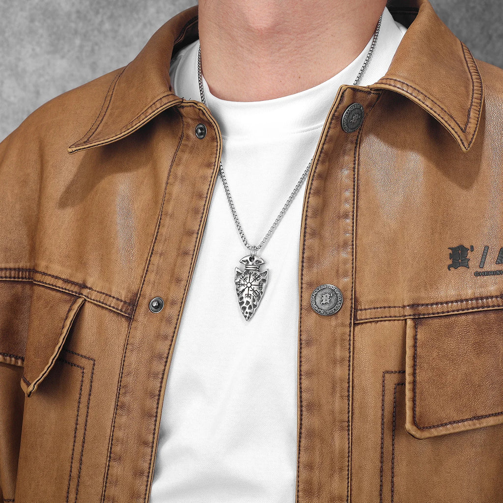 Viking Compass Pendant Necklace — Stainless Steel