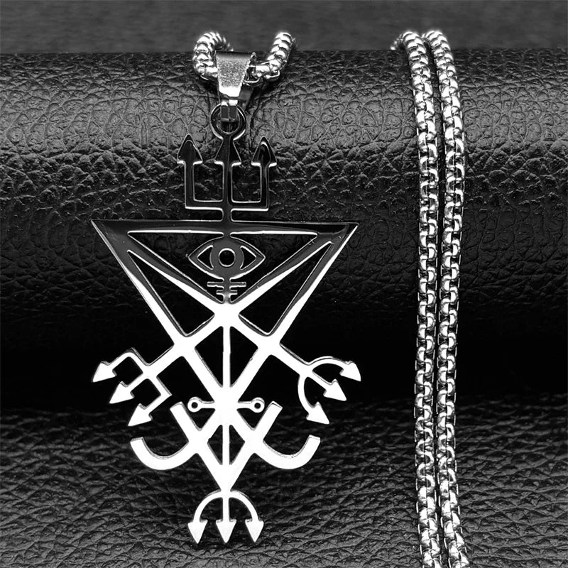 Sigil Lucifer Silver Long Necklace — Stainless Steel