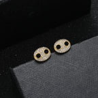 Iced Out Pig Nose Stud Earrings Stainless Steel
