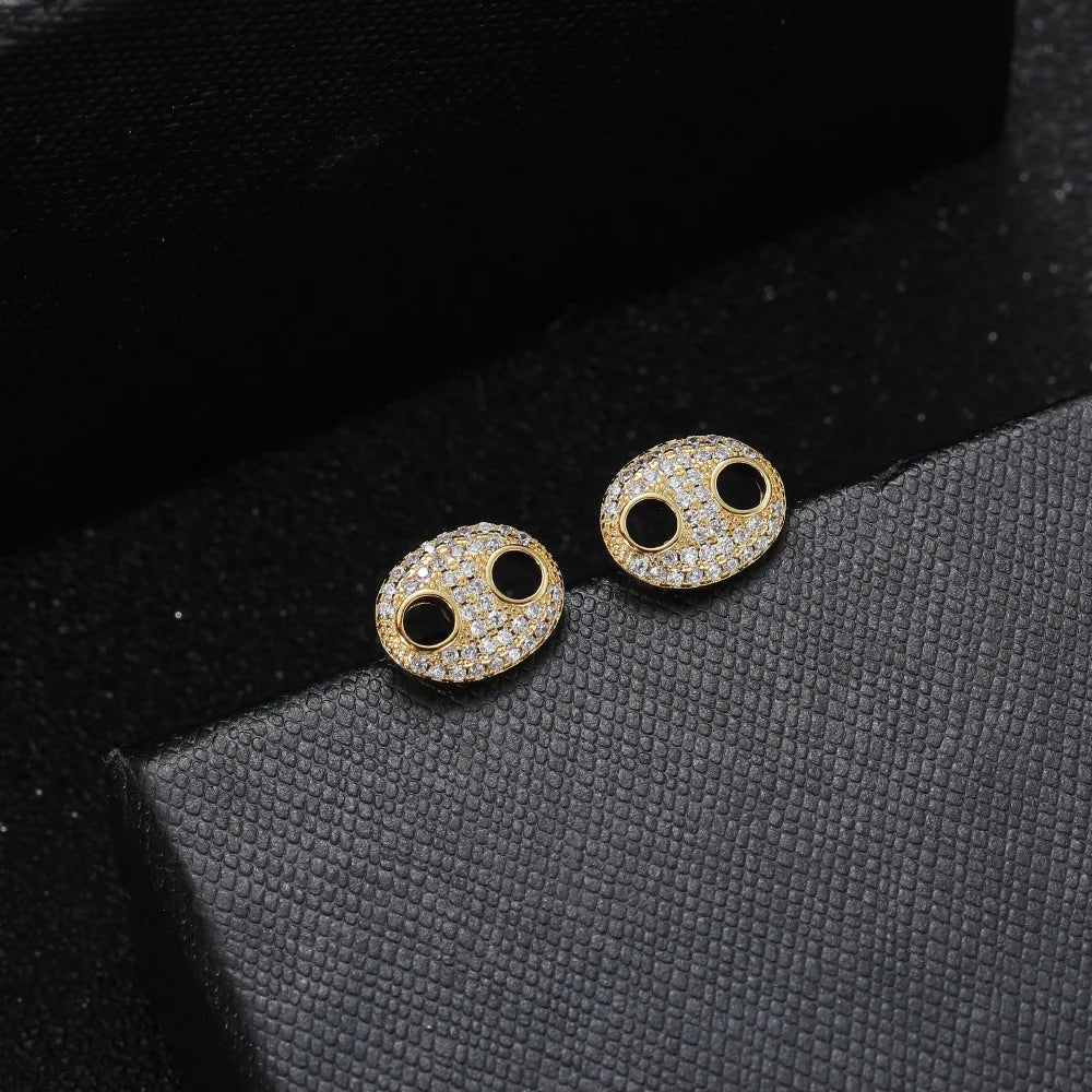 Iced Out Pig Nose Stud Earrings Stainless Steel