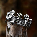 Cross Crown Ring with Red Stones — SS