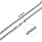 Hot Selling 2/3/4/5/6mm 316L Rope Chain Necklace Stainless Steel Never Fade Waterproof Choker Men Women Gold Color