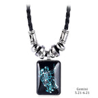 2024 Personalized Pendant Necklace Galaxy Constellation Design 12 Zodiac Sign Horoscope Astrology Necklace For Women Men Resin J