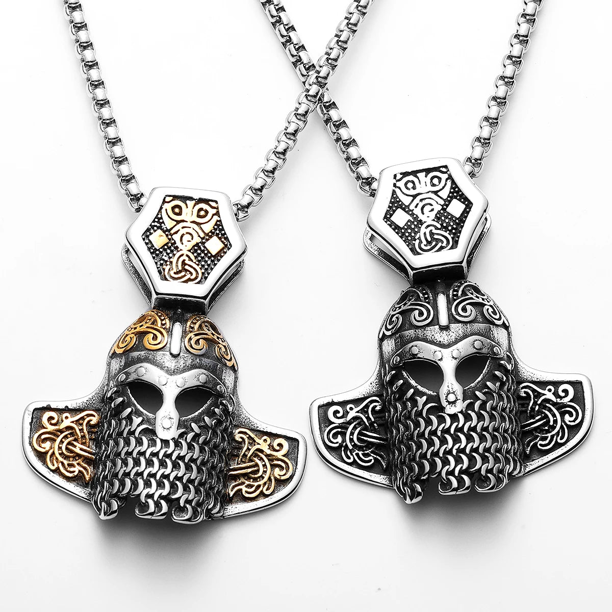 Viking Helmet Pendant Necklace — Stainless Steel