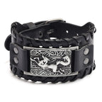 Nordic Viking Symbol Fox Pattern Bracelet Men's New Fashion Metal Leather Woven Jewelry Animal Accessories Party Gift