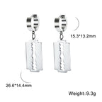 My Shape Punk Blade Razor Hoop Earrings for Men  Women Stainless Steel Circle Drop Earring Ear Clip Fashion Party Jewelry