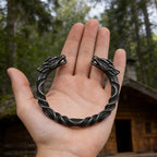 Gray Color Stainless Steel Nordic Viking Norse Dragon Bracelet Men Wristband Cuff Bracelets with Viking Wooden Box