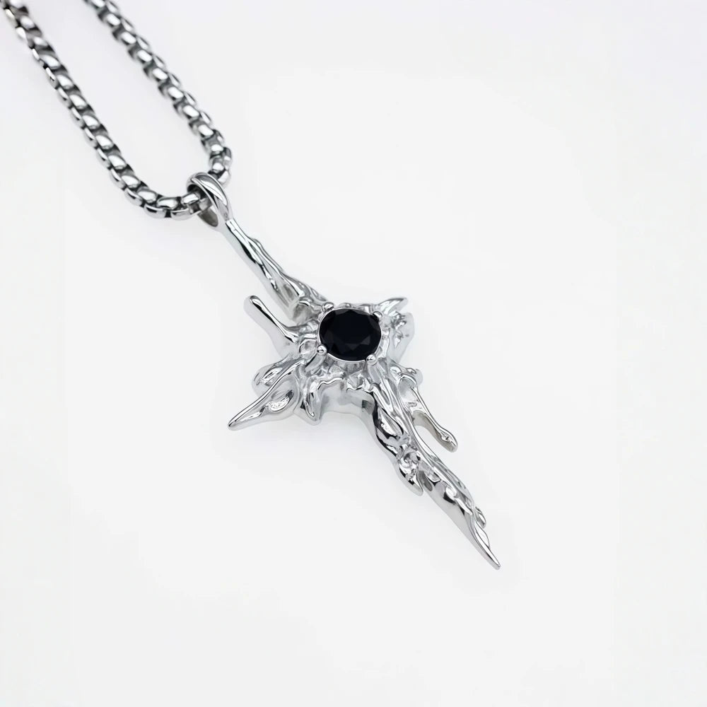 Hip Hop Lava Cross Pendant Necklace For Man Woman Non Fading Titanium Steel Pendant Clavicle Sweater Chain New Couple Jewelry
