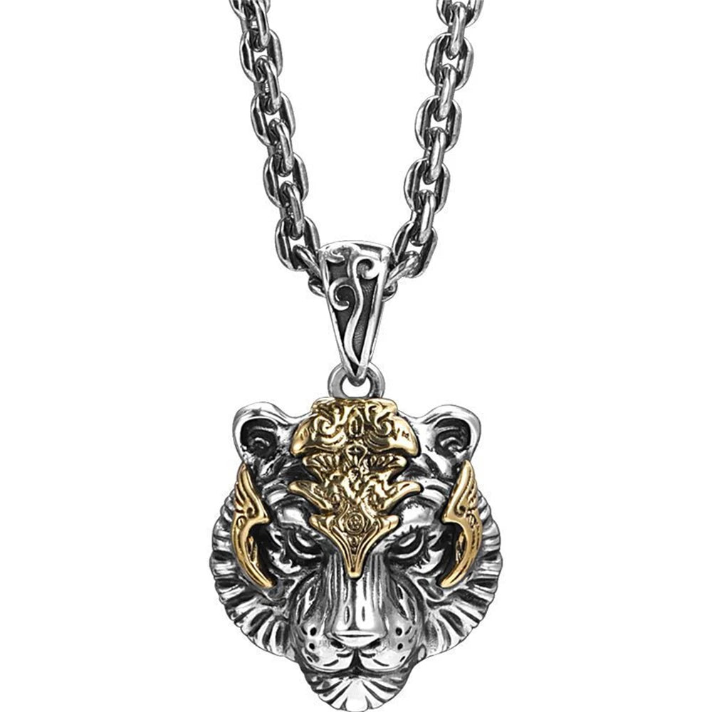 Tiger Head Pendant Necklace — Copper