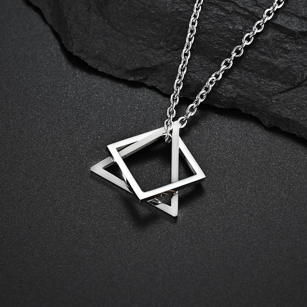 Geometric Statement Pendant Necklace Silver