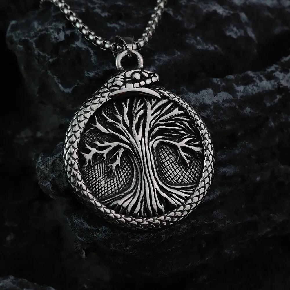 Vintage Viking Tree of Life Pendant Necklace — Two-Tone