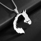 Silver Horse Head Pendant Necklace Statement