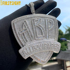 New Iced Out Bling CZ Letter Cross Pendant Necklace Various Design 5A Zircon Two Tone Color Badge Charm Men's Hip Hop