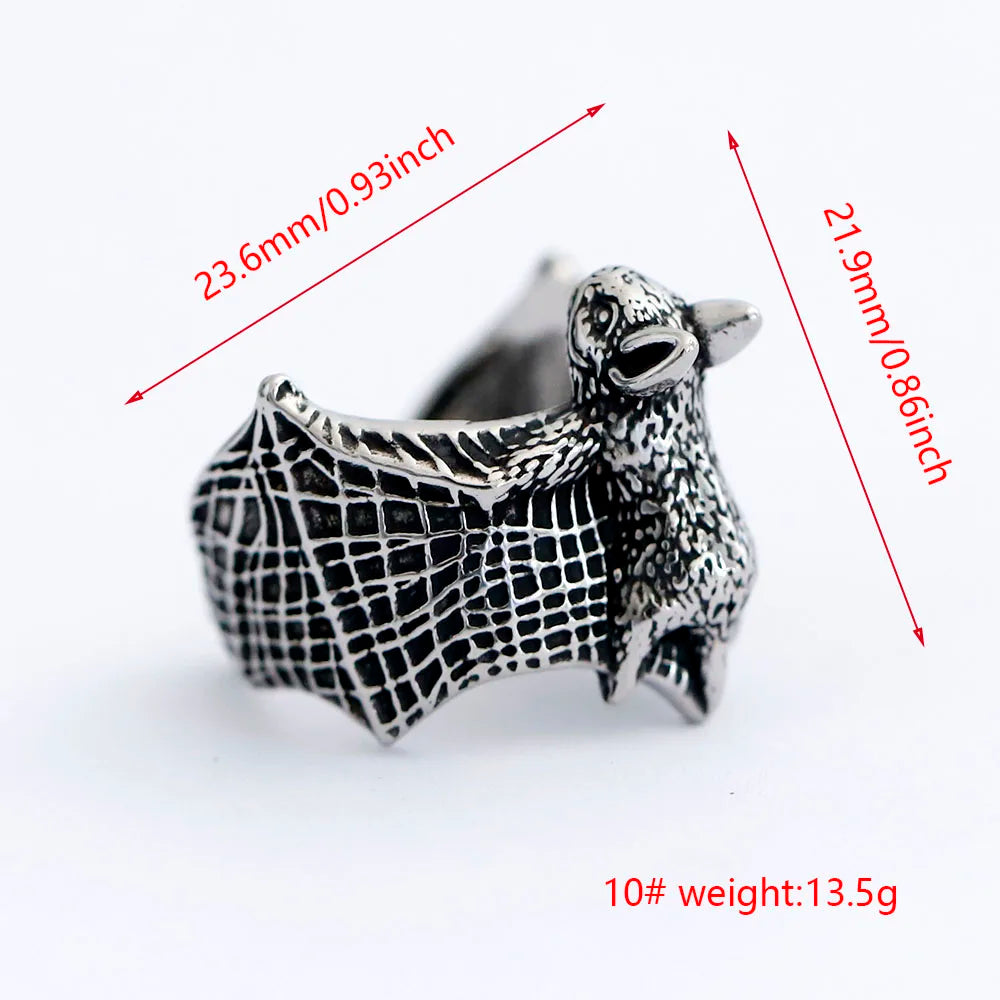 New Design Stainless Steel Bat Ring Detailed Punk Biker Animal Jewelry High Quality Gift Accessories For Gift Free