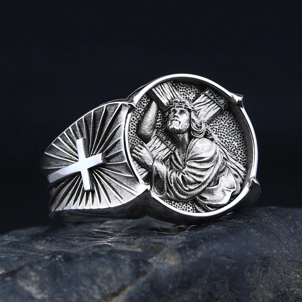 Cross Jesus Ring — 925 Silver