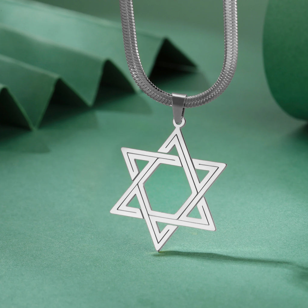 Star of David Snake Chain Necklace — Stainless Steel