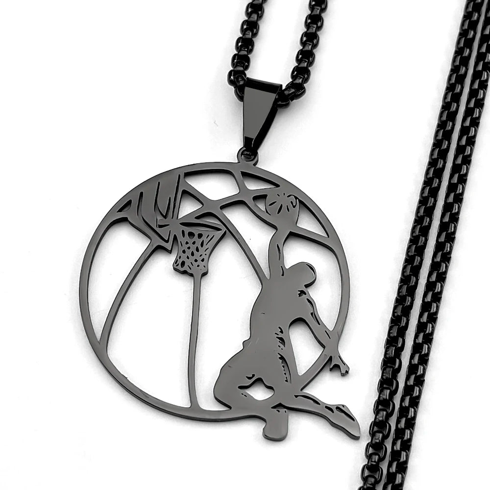 Basketball Stainless Steel Pendant Necklace