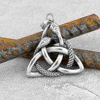 Nordic Viking Double Snake Pendant Necklace — Stainless Steel