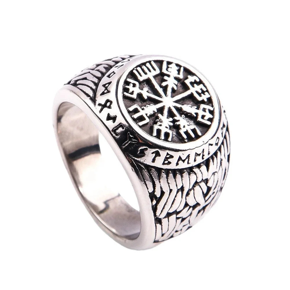 Vegvisir Viking Rune Compass Ring — Zinc Alloy