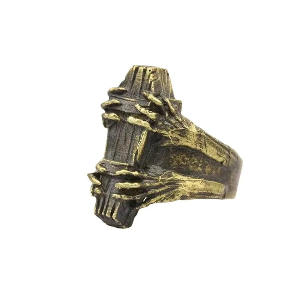 Classic Vintage Coffin Ghost Claw Vampire Devil Ring Men's Adjustable Size Open End Ring Goth Punk Hip Hop Jewelry
