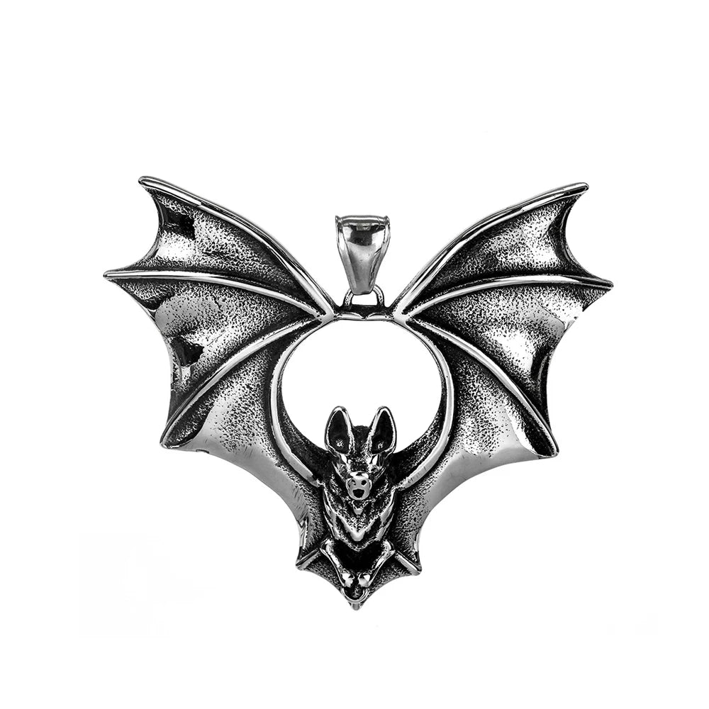 Vintage Biker 316L Stainless Steel 3D Bat Pendant For Men Boys Punk Hip Hop Animal Necklaces Creative Jewelry Gifts